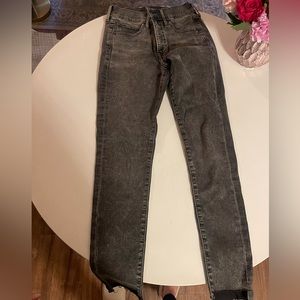 Skinny black washed Express mid rise jeans